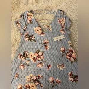 Francescas XS dress. New with tags. Light blue with pink flower pattern.